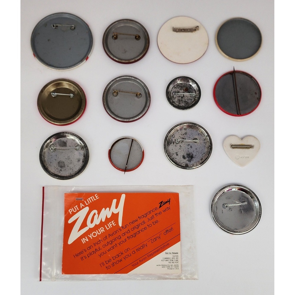 Avon Vintage Pinback Button Lot Zany Fragrance Advertising Ephemera 13pc M - Picture 2 of 6